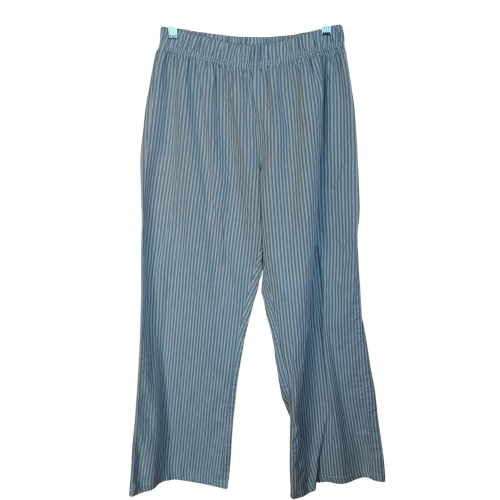 Disney Pajama Pants Blue White Striped Flannel Nautical Soft Lounge Coastal S